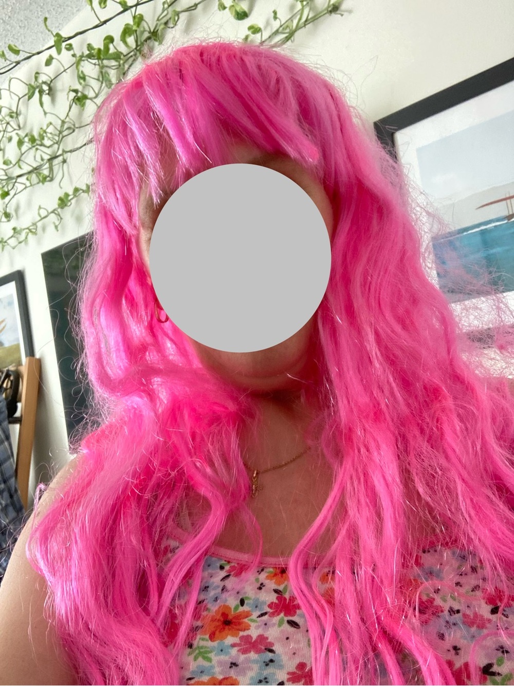 Bright Pink Long Wavy Women’s Fashion Wig - Unbranded